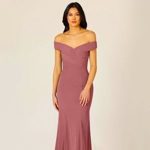 Azazie desert rose Lecia brides maid dress